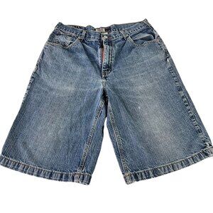 Phat Farm Bermuda Shorts Mens 34 Blue Denim  Pockets High Rise Distressed